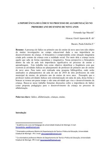 a importância do lúdico no processo de alfabetização - DFE