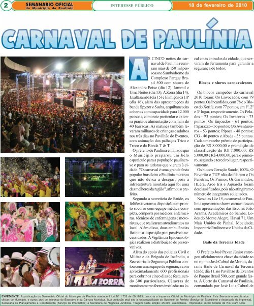 Mais de 150 mil pessoas brincaram o carnaval - Prefeitura ...