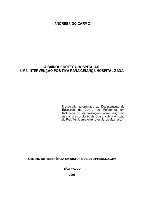 a brinquedoteca hospitalar: uma intervenção positiva para ... - CRDA