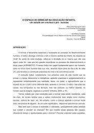 O ESPAÇO DO BRINCAR NA EDUCAÇÃO INFANTIL: um estudo em creches e ...