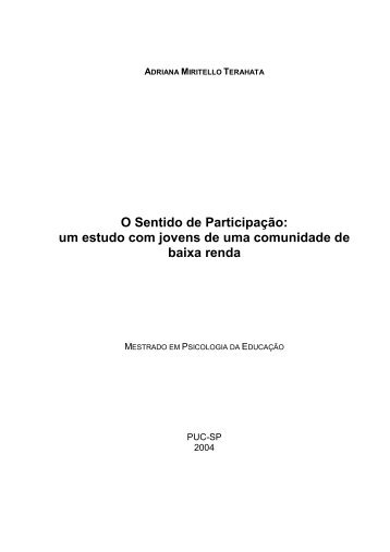 O Sentido de Participação: um estudo com jovens ... - Ação Educativa