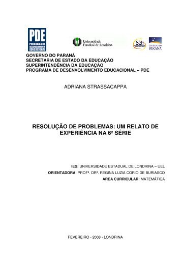 resolução de problemas: um relato de experiência na 6ª série