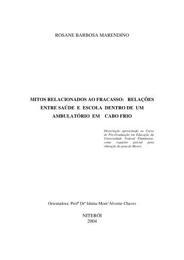 rosane barbosa marendino mitos relacionados ao fracasso - UFF