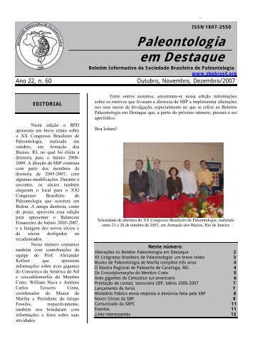 Boletim Paleontologia em Destaque nº 60 - Sociedade Brasileira de ...