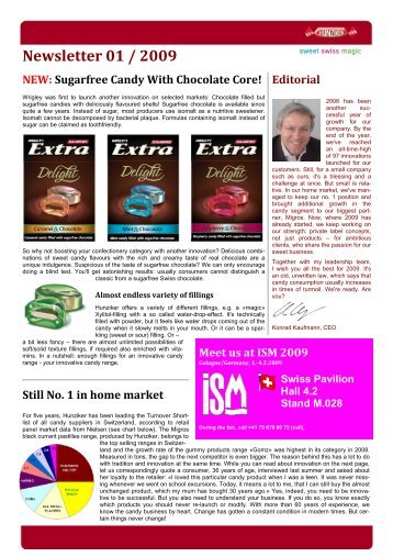Candy Confectionery News F. Hunziker + Co AG - Newsletter 01/2009