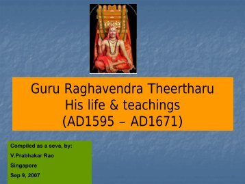 Guru Raghavendra Theertharu His life ... - Rayarusgrace.org