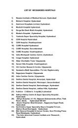 LIST OF RECOGNISED HOSPITALS