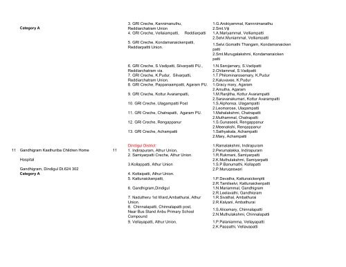 Details of Complete Address of locations of Creche Units functional ...