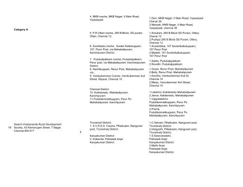 Details of Complete Address of locations of Creche Units functional ...