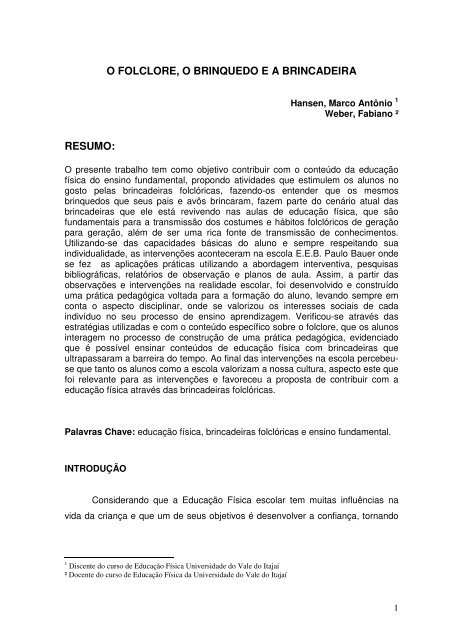 As Brincadeiras Folclóricas Brincadeiras folcloricas educação