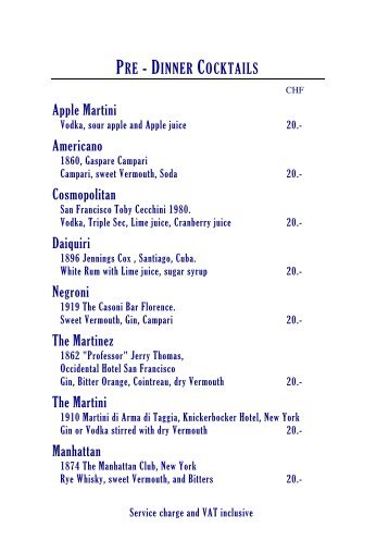 Drinks menu - Kulm Hotel