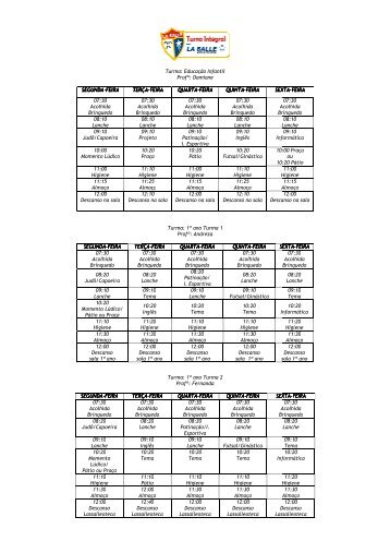 upload/Santo Antonio/Horario Turno Integral.pdf - Portal La Salle