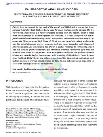 FALSE-POSITIVE WIDAL IN MELIOIDOSIS