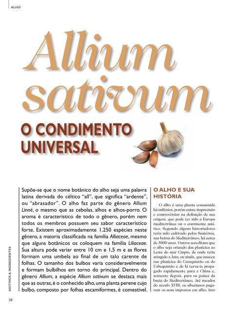 Alho Um condimento universal