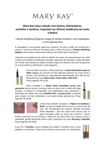 Mary Kay lança coleção com batons, delineadores, esmaltes e ...