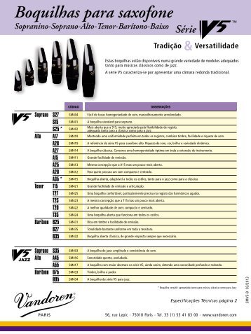 Boquilhas para saxofone - vandoren