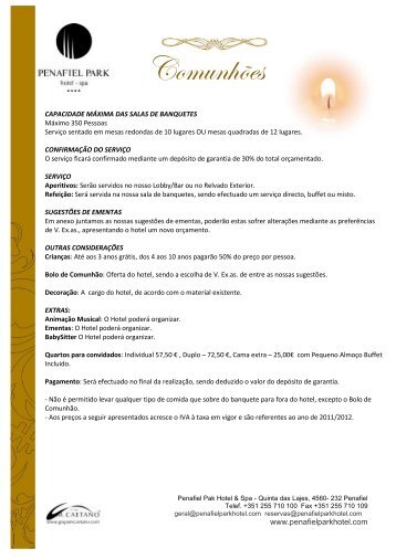 Sugestão de Ementa - Penafiel Park Hotel