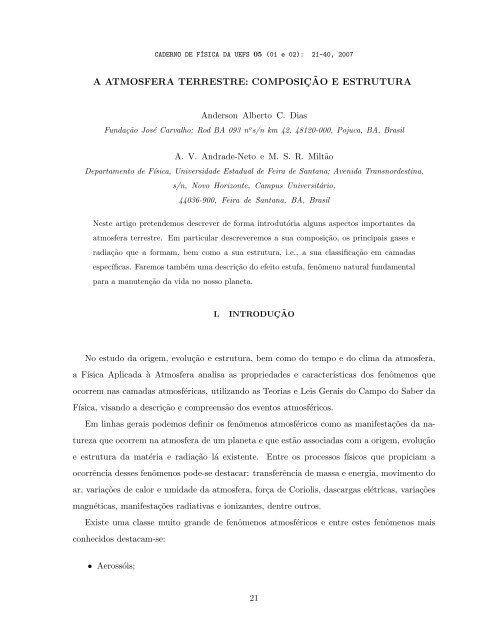 a atmosfera terrestre: composic¸ ˜ao e estrutura - Universidade ...