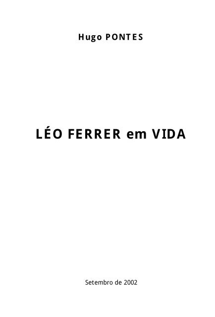 Léo Ferrer em Vida, Hugo PONTES - Poema Visual