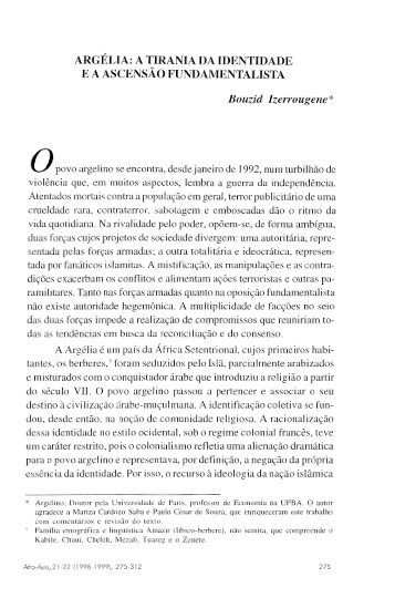 argélia: a tirania da identidade ea ascensão ... - Revista Afro-Ásia