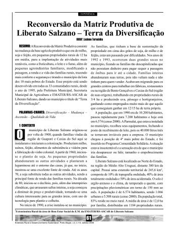 Reconversão da Matriz Produtiva de Liberato Salzano – Terra da ...