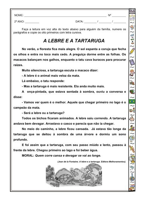 A LEBRE E A TARTARUGA - CLQ