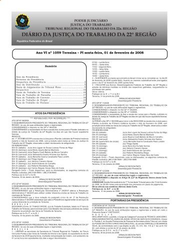 Diário da Justiça do Trabalho 01/02/2008 - Tribunal Regional do ...