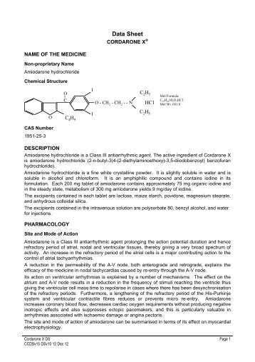 CORDARONE X Data Sheet - Medsafe