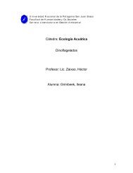 Cátedra: Ecología Acuática Dinoflagelados Profesor: Lic. Zaixso ...