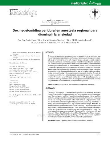 Dexmedetomidina peridural en anestesia regional ... - edigraphic.com