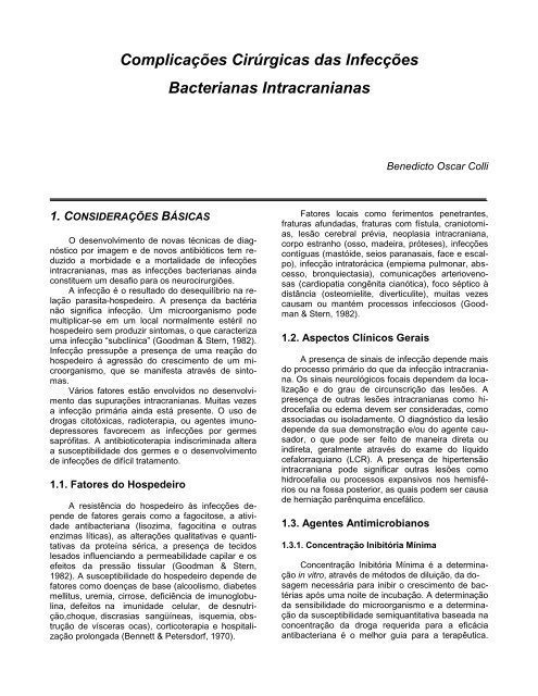 Complicações cirúrgicas das infecções bacterianas intracranianas