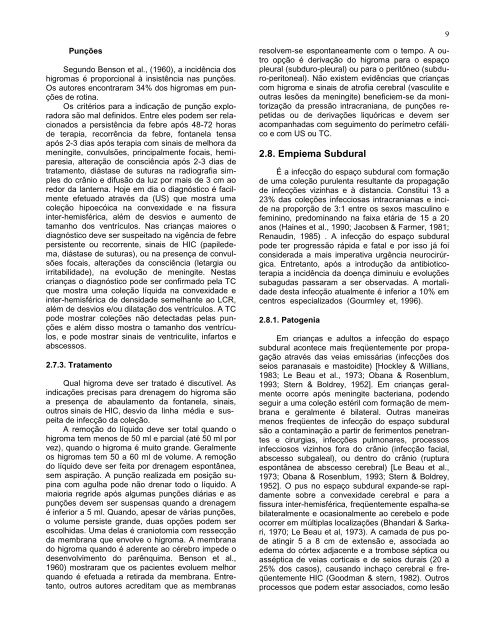 Complicações cirúrgicas das infecções bacterianas intracranianas