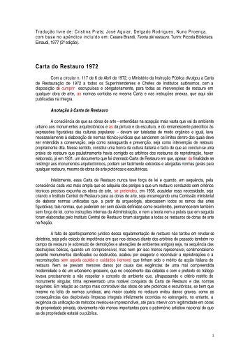 Carta Italiana do Restauro 1972 PDF