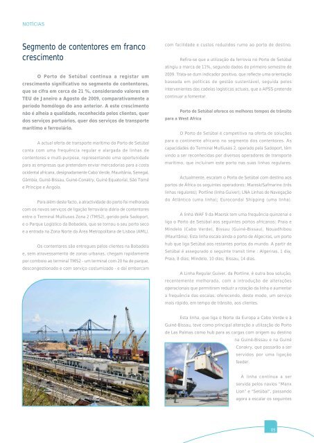 Newsletter dos Portos de Setúbal e Sesimbra - Porto de Setúbal