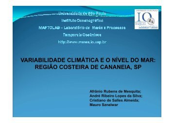 variabilidade climática eo nível do mar: região costeira de cananeia ...