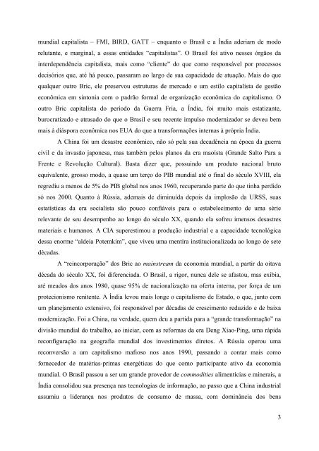 O papel dos Brics na economia mundial - Paulo Roberto de Almeida