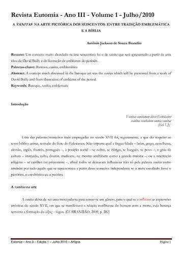 Revista Eutomia - Ano III - Volume 1 - Julho/2010