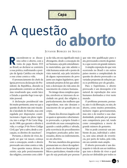 reformador agosto 2007 - a.qxp - Federação Espírita Brasileira
