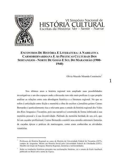 encontros de história e literatura - GT Nacional de História Cultural