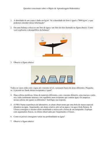 Questões conceituais sobre o Objeto de Aprendizagem Hidrostática ...