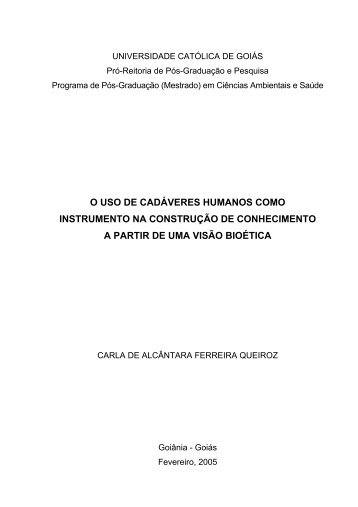 o uso de cadáveres humanos como instrumento na ... - Ucg