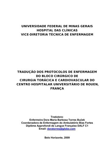 universidade federal de minas gerais - Hospital das Clínicas da UFMG