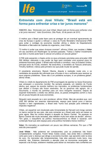 Entrevista com José Viñals: “Brasil está em forma para ... - UFRJ