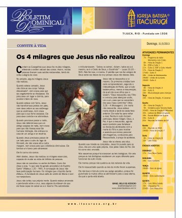 Os 4 milagres que Jesus não realizou - Igreja Batista Itacuruçá