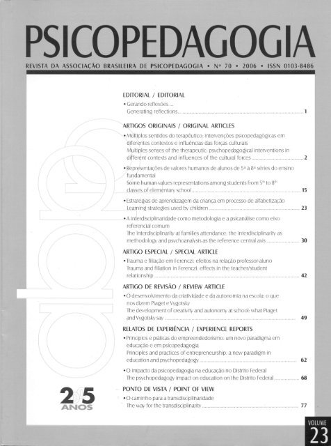 Psicopedagogia - Saberes e Contextos. 