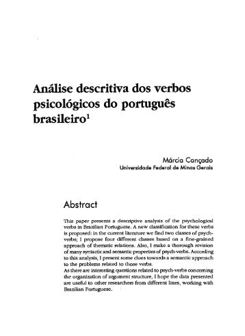 Análise descritiva dos verbos psicológicos do português brasileiro!