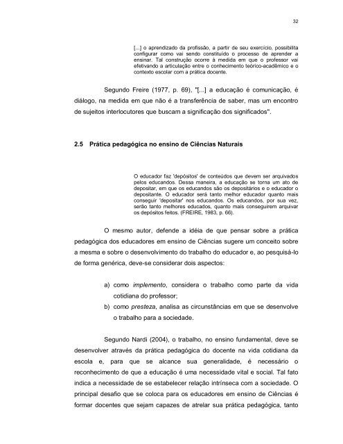 prática pedagógica de professores de ciências naturais em