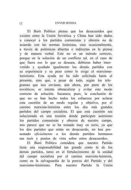 Enver Hoxha. "Albania frente a los revisionistas jruschovistas".