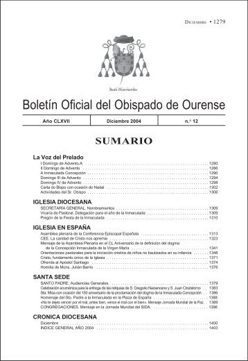 boletin noviembre diciembre - Diocese de Ourense