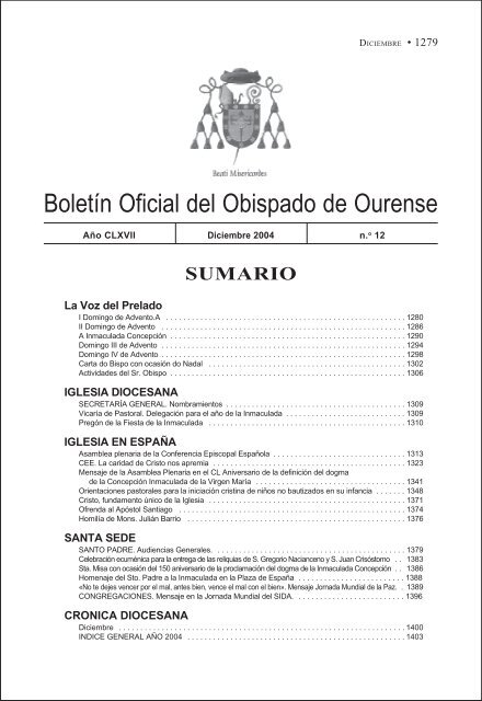 boletin noviembre diciembre - Diocese de Ourense